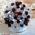 Garnet und White Ring mit Facetten und Kreiseln aus Swarovski-Kristall